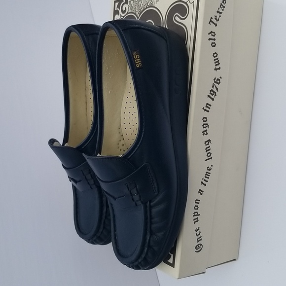SAS Navy Leather Loafers - Picture 3 of 7